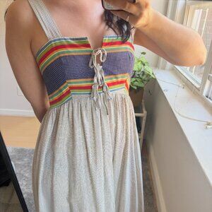 Vintage Tie Front Midi Dress